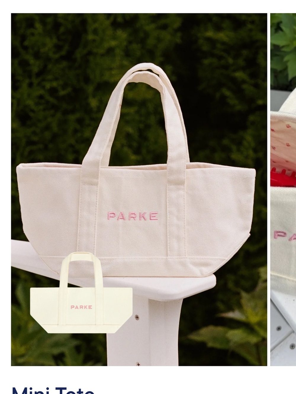 Parke Mini Tote in Pale Pink Canvas with Pink Logo